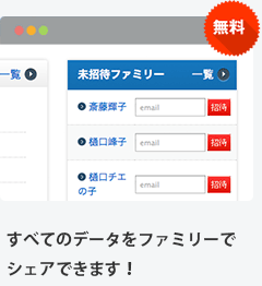 【無料】すべてのデータをファミリーでシェアできる！