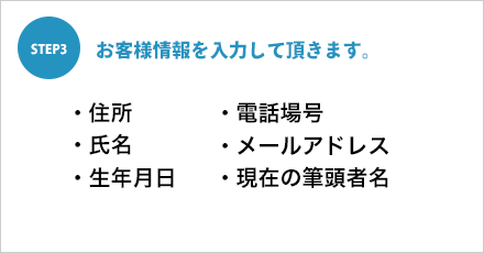 STEP3 お客様情報を入力して頂きます。